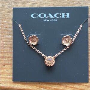 Coach Rose Gold Floral Necklace Set